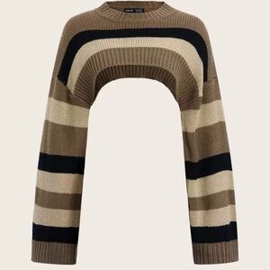 Brown and Black Striped Sweater Shrug
